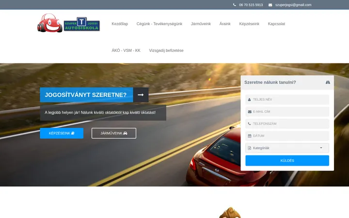 szuperjogsi-autosiskola.hu weboldal